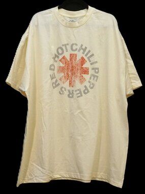 Red Hot Chili Peppers Crème Graphic Band Logo Short Sleeve Tee Unisex 3XL